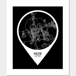Mecca, Saudi Arabia City Map - Travel Pin Posters and Art